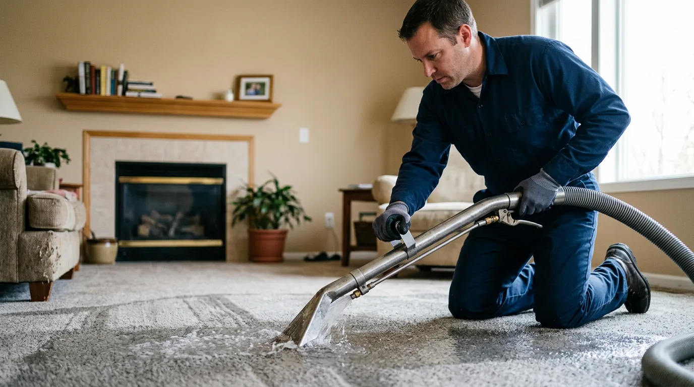 Water damage restoration technician working near Peterborough, NH